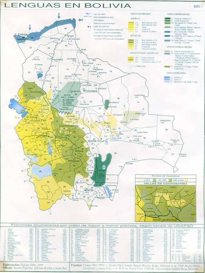 Bolivia language map